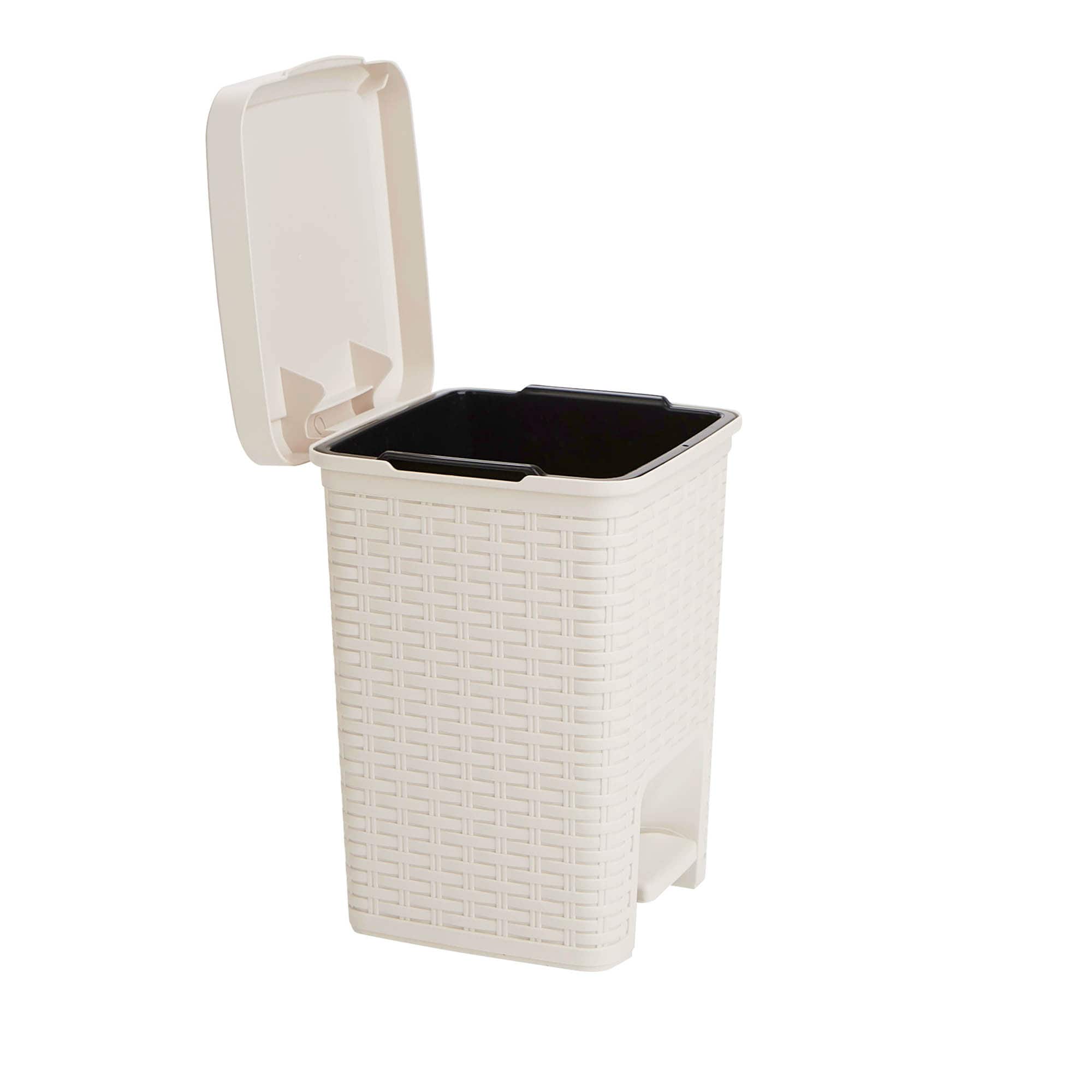 Mind Reader Ivory Step Bathroom Wastebasket Trash Garbage Can